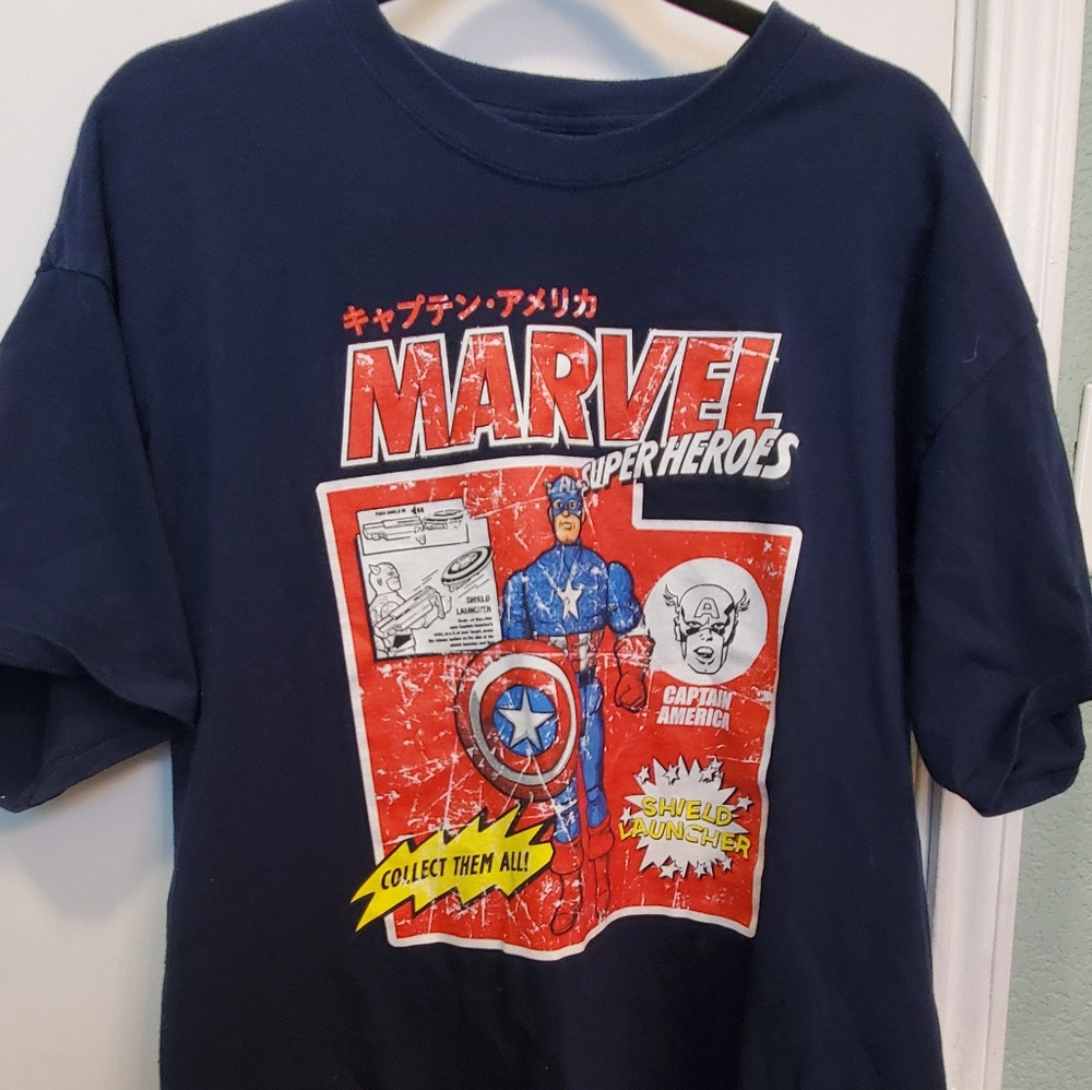 Navy Blue Captain America Shirt Men's XL